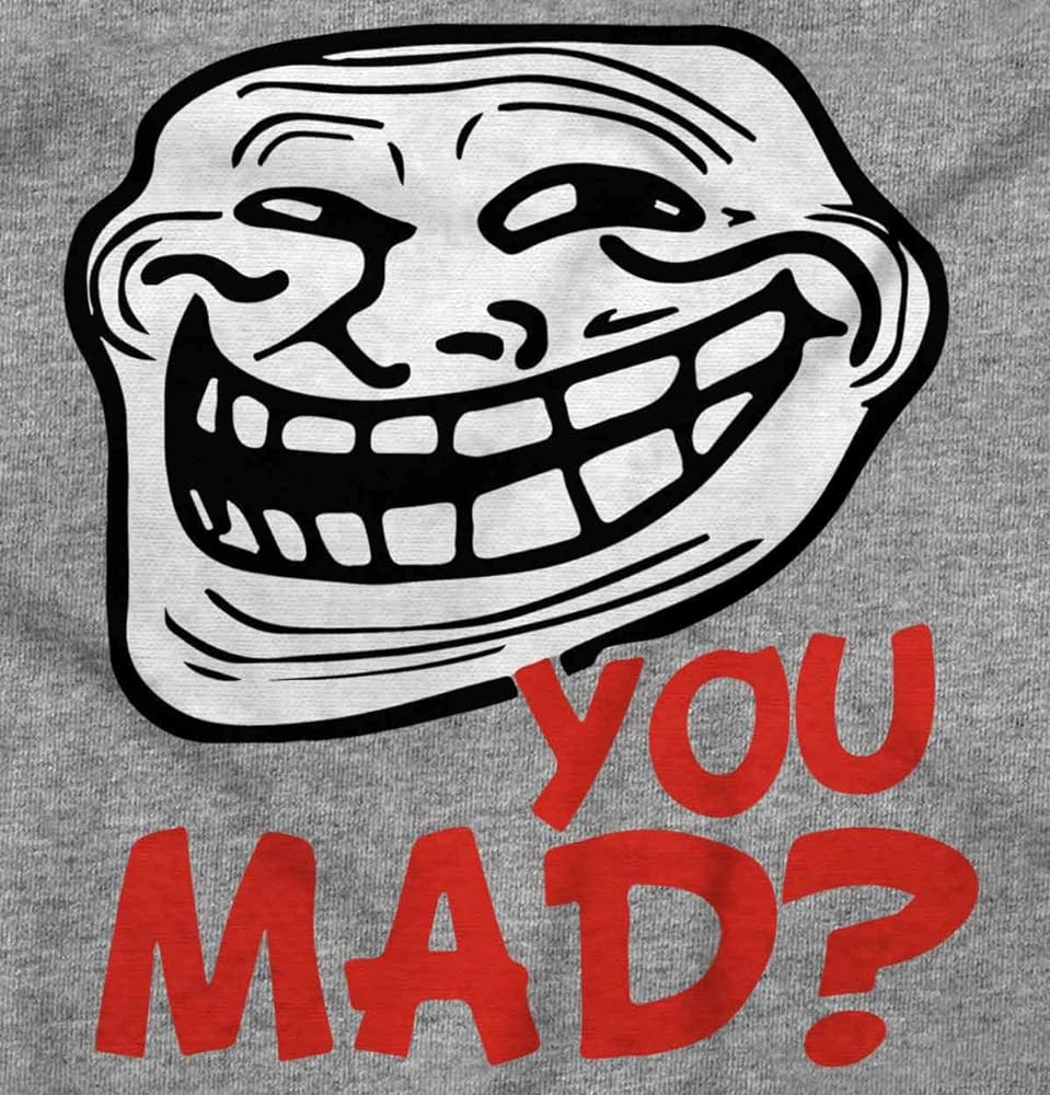 Brisco brands troll face you mad trollface meme womens t shirt ladies tee sport grey clothing shoes jewelry