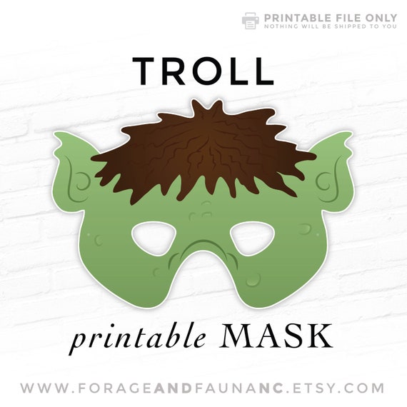 Halloween mask printable mask troll mask monster mask fairy tale photo booth props printable ogre mask paper mask costume for kids play prop