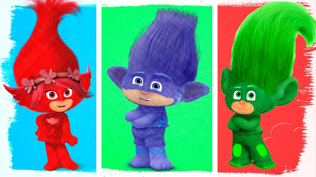 Pj masks as trolls fun coloring pages learning videos for children