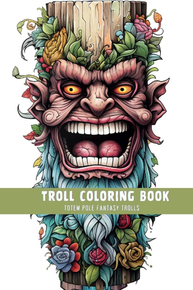 Troll coloring book totem pole fantasy trolls artistry l juice books