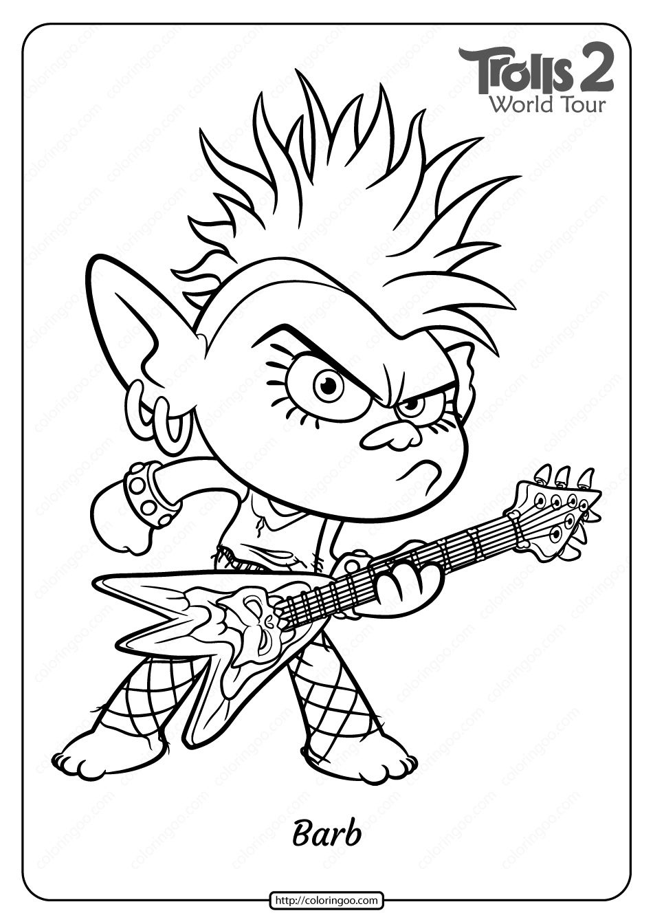 Printable trolls queen barb pdf coloring page coloring pages for boys birthday coloring pages free coloring pages