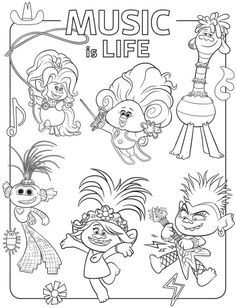 Free printable trolls world tour party pack with activity coloring pages coloring pages kids printable coloring pages poppy coloring page