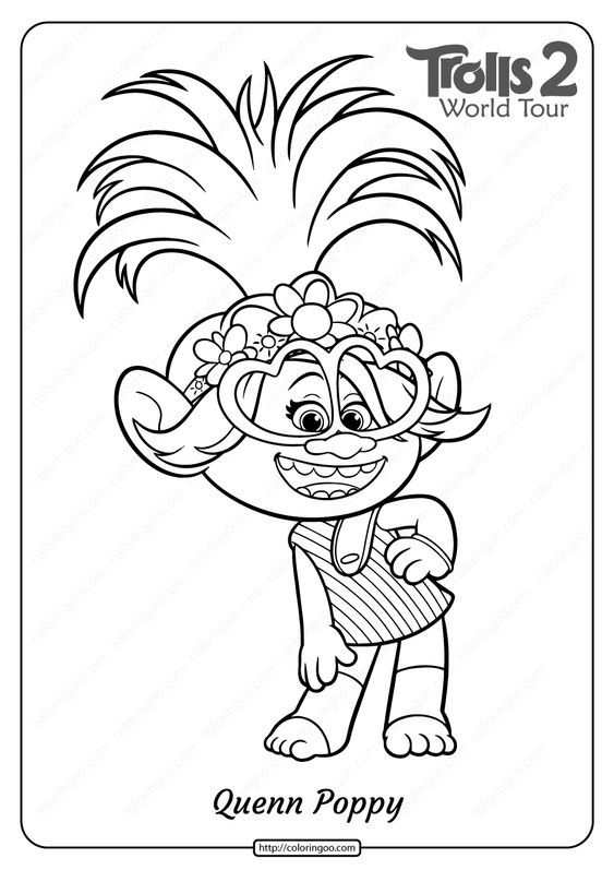 Free printable trolls queen poppy coloring page poppy coloring page monster coloring pages cartoon coloring pages
