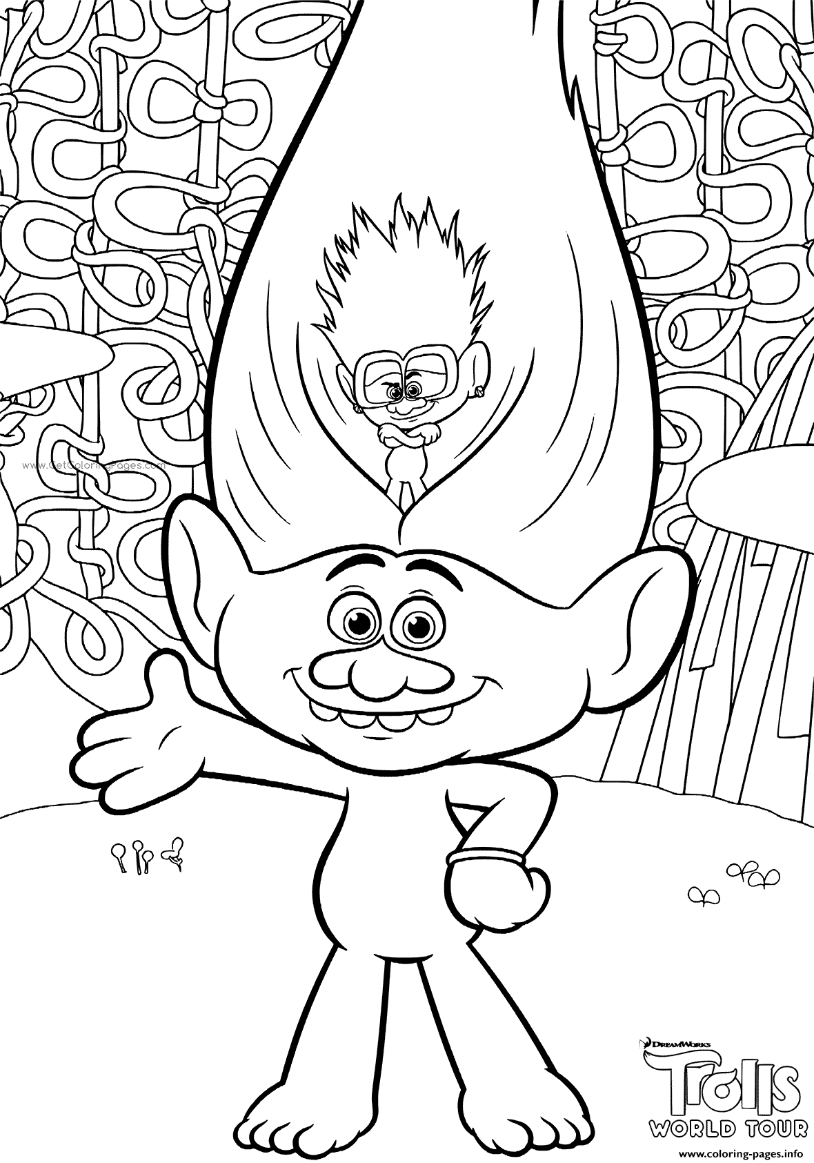 Trolls coloring page printable