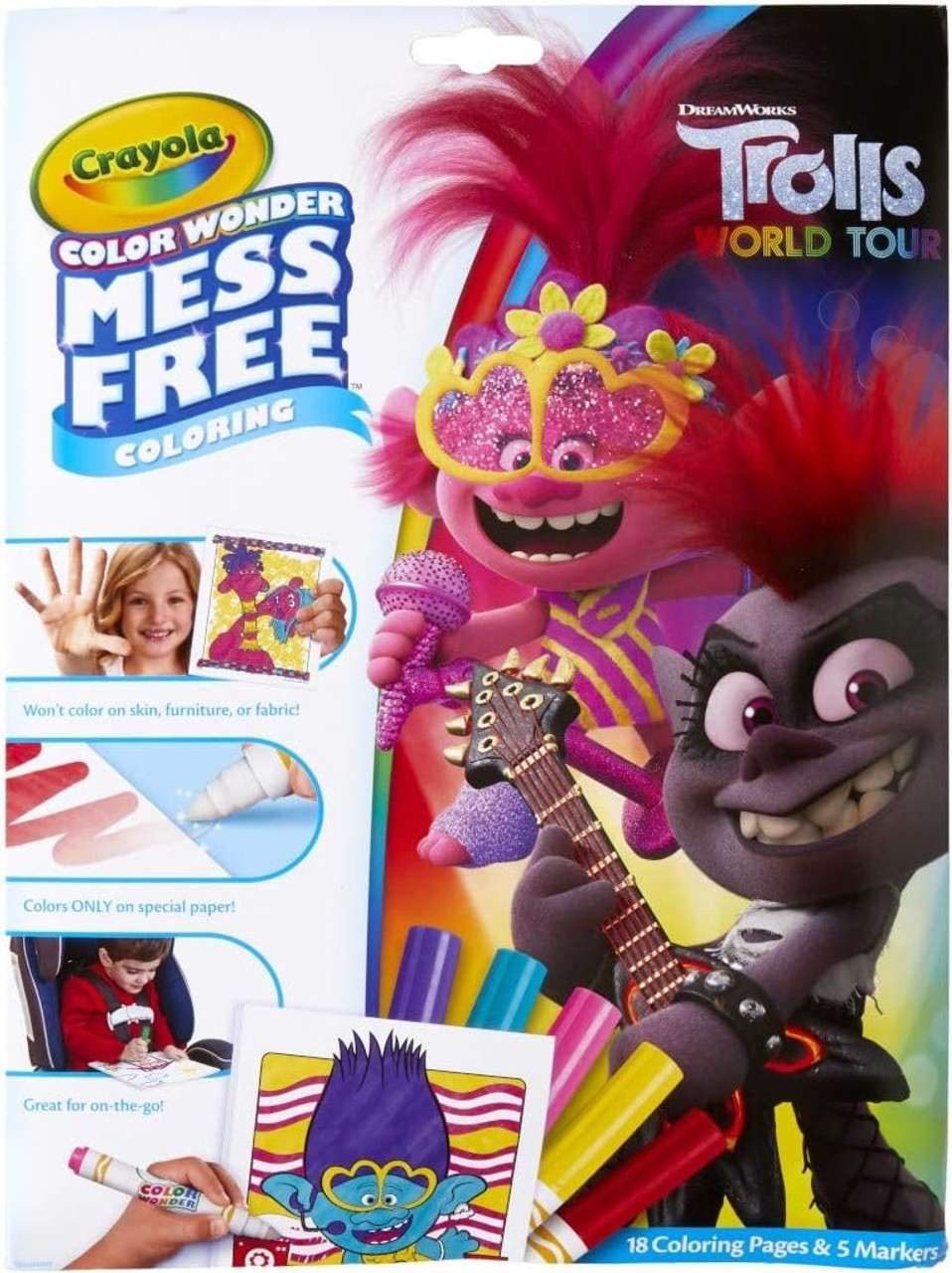 Crayola trolls color wonder mess free coloring pages markers gift for kids age