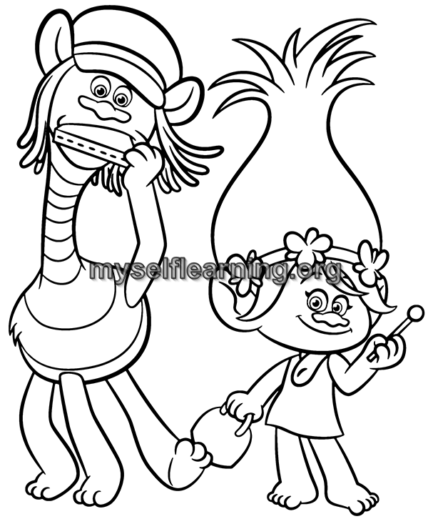 Trolls coloring sheet instant download