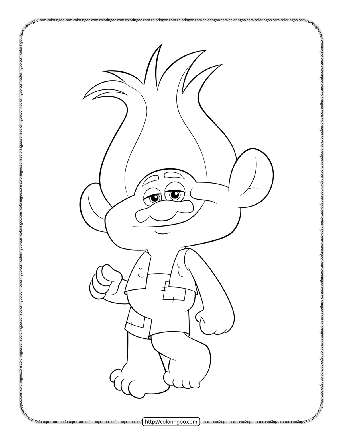 Trolls branch coloring pages