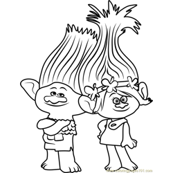Branch from trolls coloring page for kids