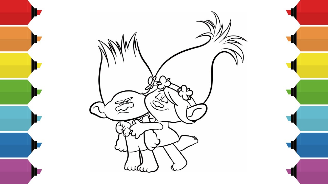 Trolls poppy branch coloring page for kids