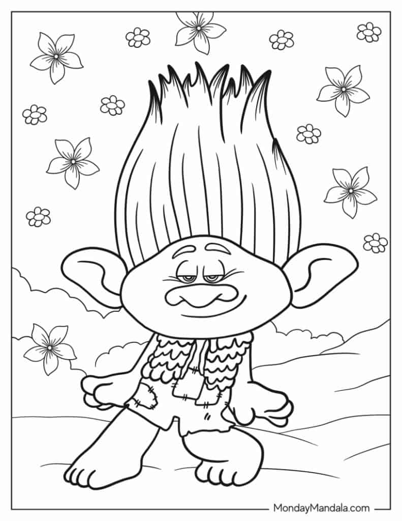Trolls coloring pages free pdf printables
