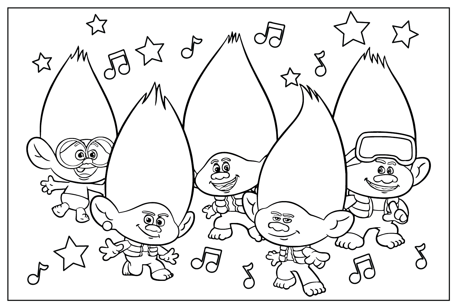 Trolls band together coloring pages