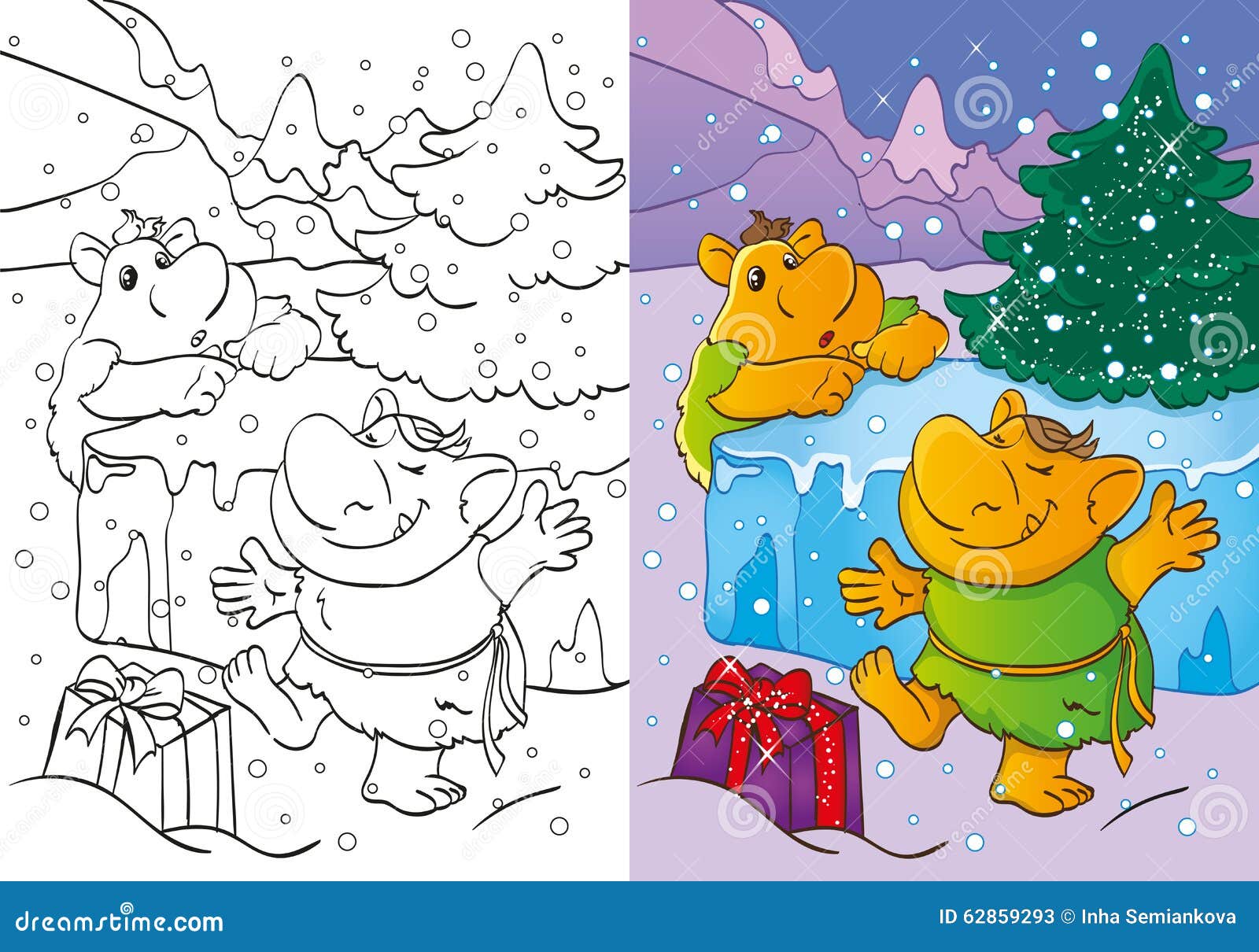 Coloring book of trolls got christmas gift stock illustration