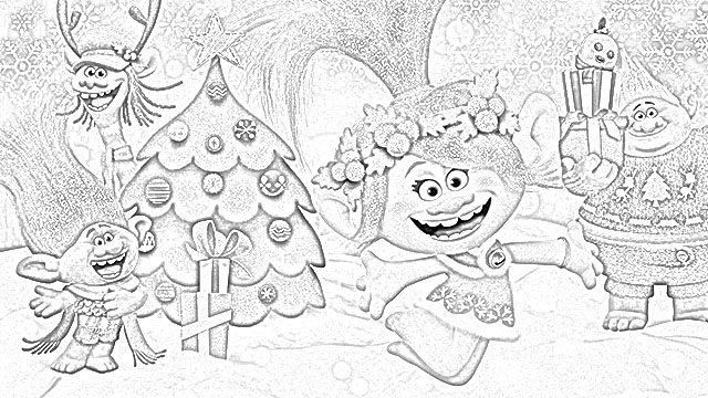 The site dreamworks trolls christmas coloring pages free and downloadable
