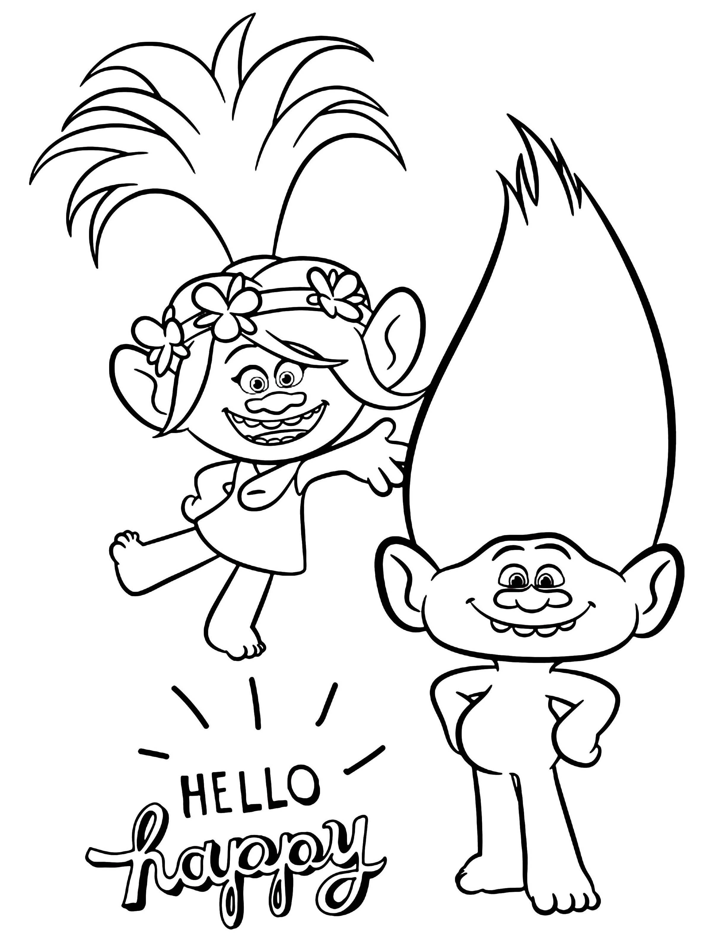 Fun and free trolls coloring pages for kids