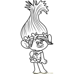 Princess poppy from trolls coloring page for kids