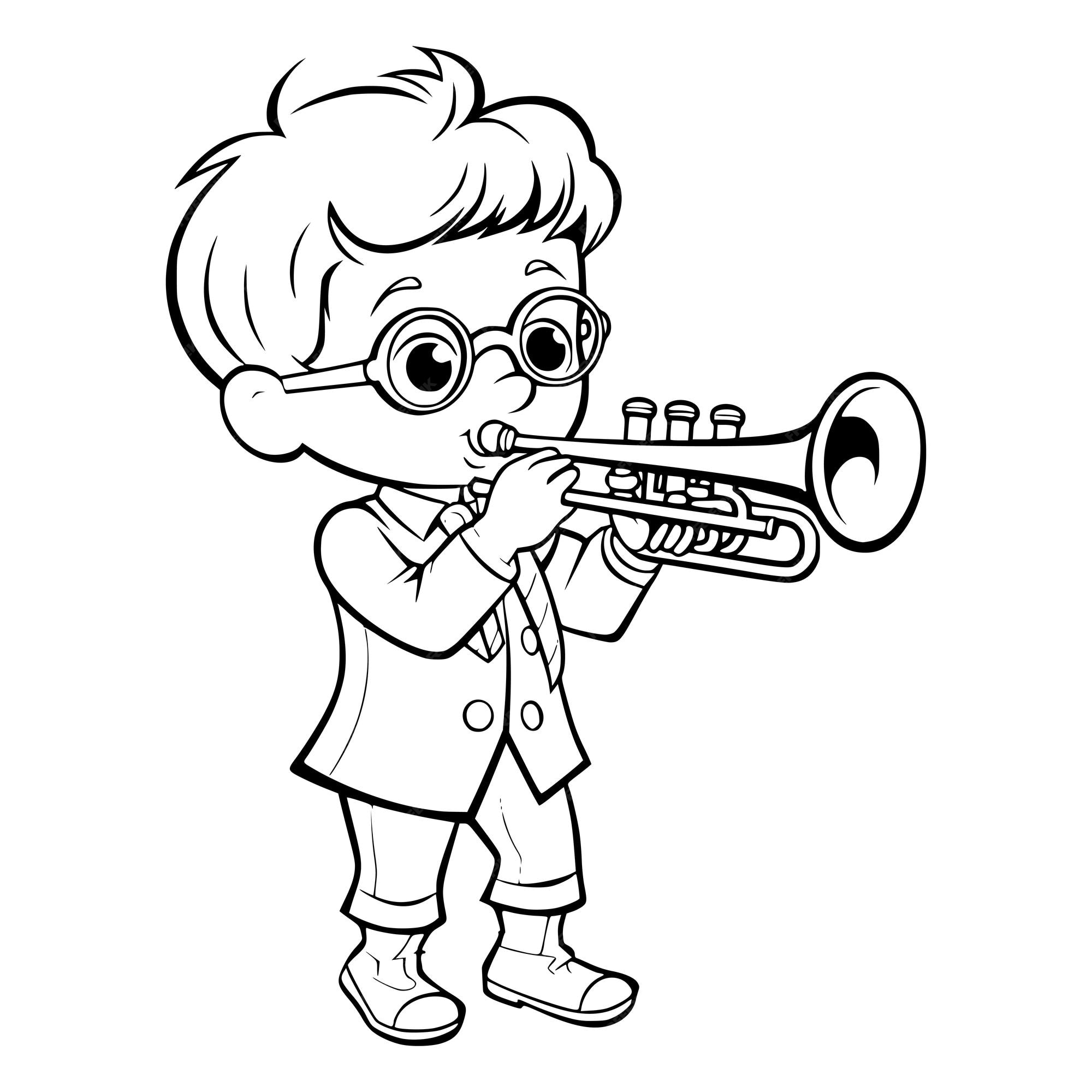 Premium vector boy with whistle coloring pages drawing for kids