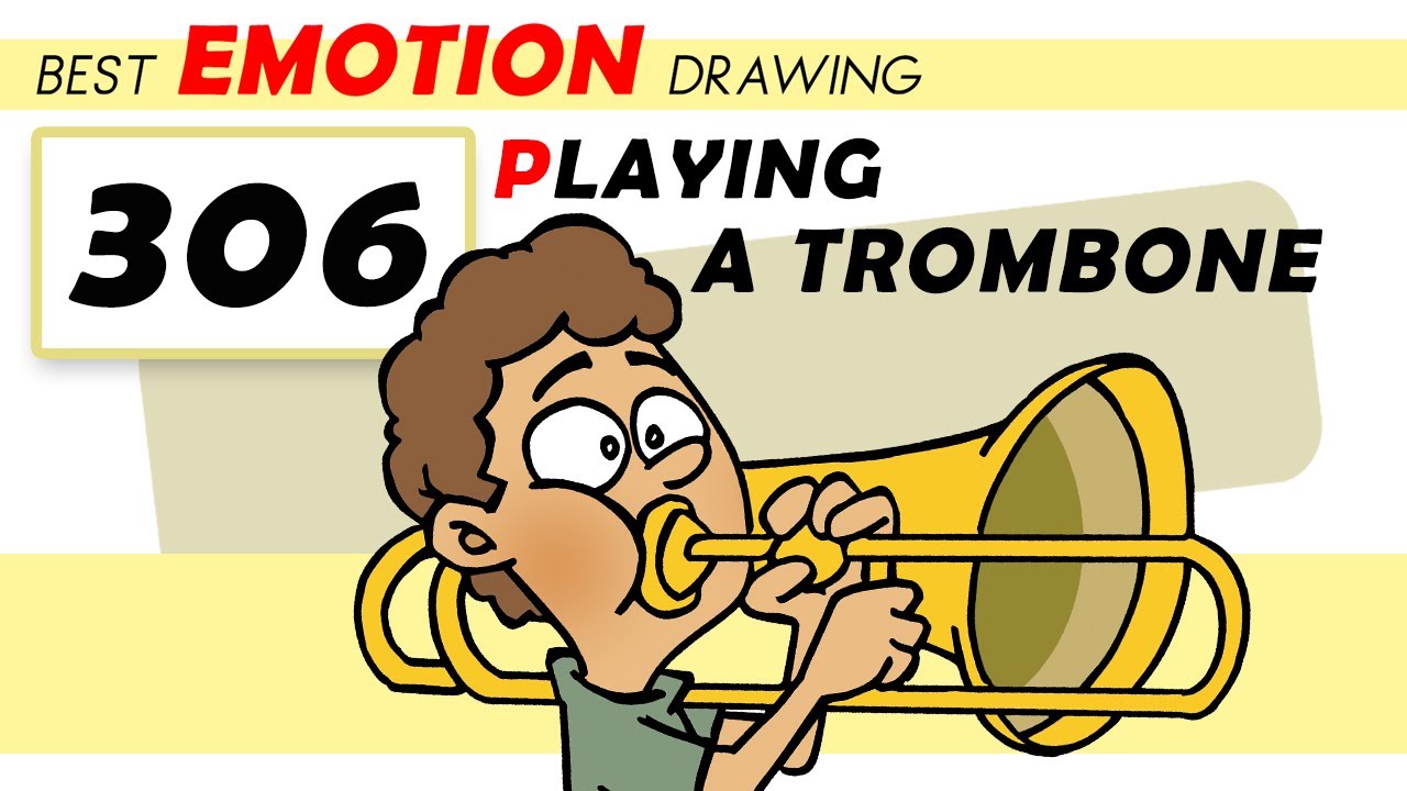 How to draw playing a trombone