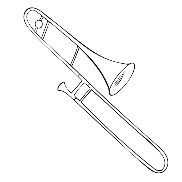 Premium vector hand drawn black and white trombone vector on white background