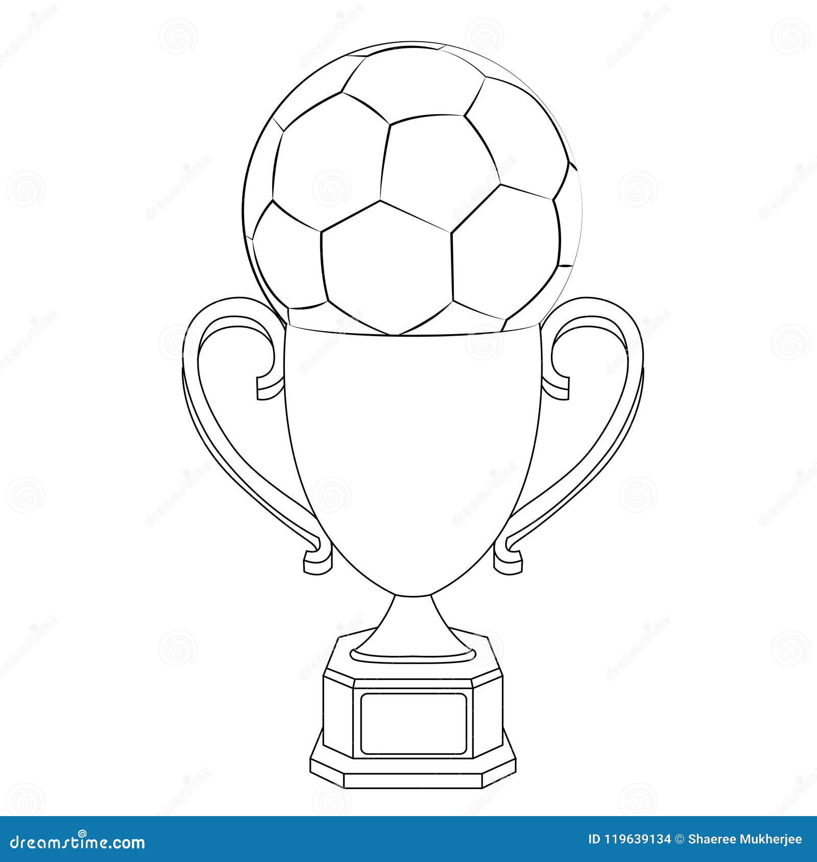 Vector illustration football with trophy coloring page stock illustration