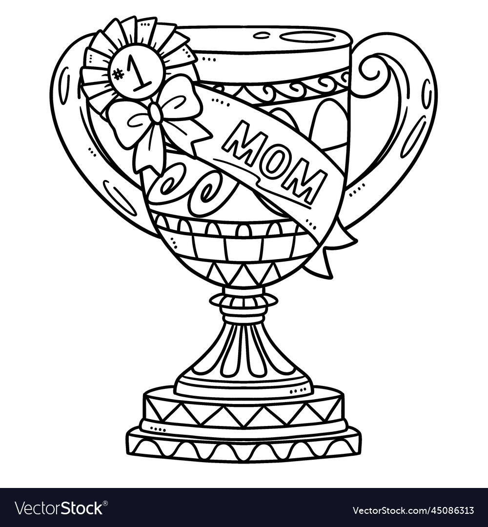 Mothers day mom trophy isolated coloring page vector image