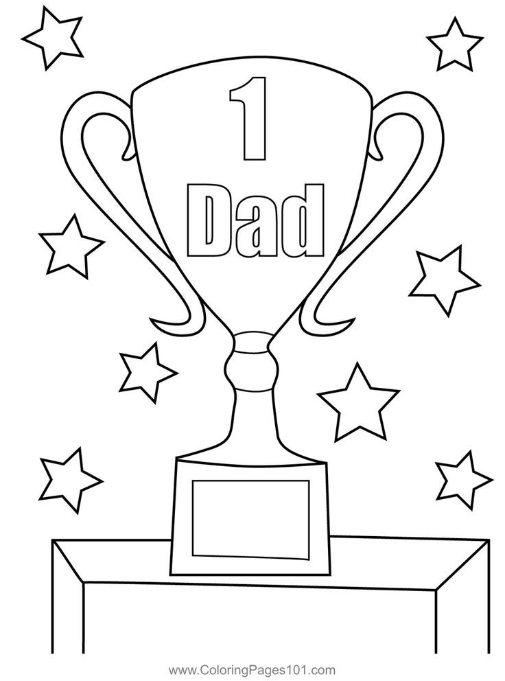 Number one dad trophy coloring page fathers day coloring page birthday presents for dad coloring pages