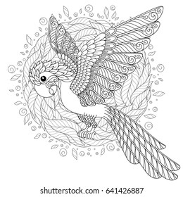 Parrot tropical bird vector illustration coloring stock vector royalty free