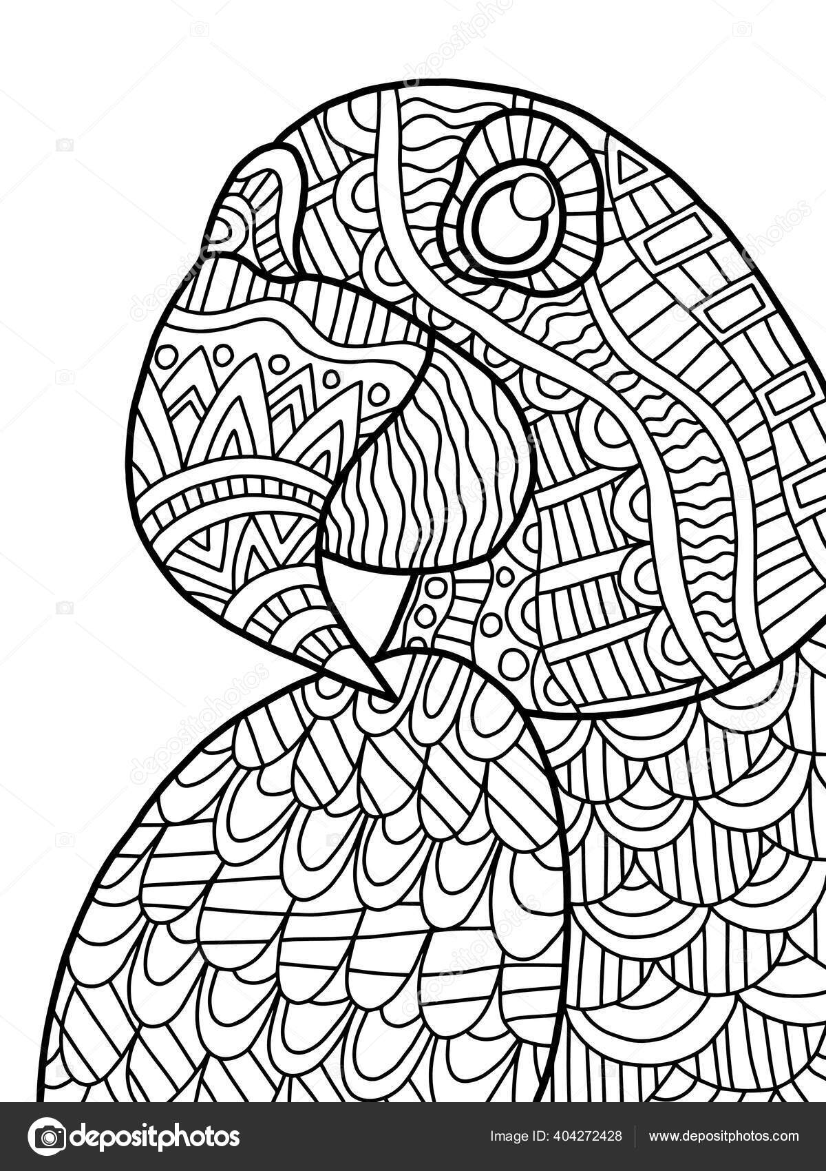 Blue macaw portrait coloring page kids adults tropical exotic cartoon stock vector by funfishyandexru