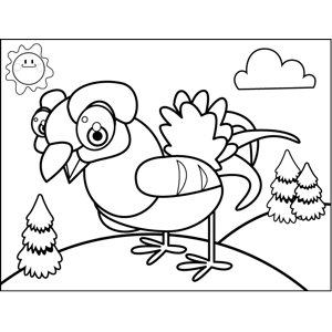 Happy tropical bird coloring page