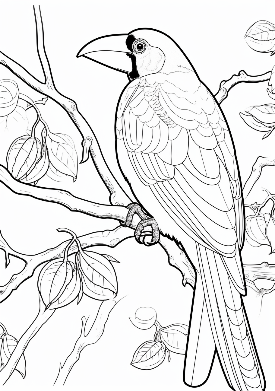 Toucan tropical bird coloring page