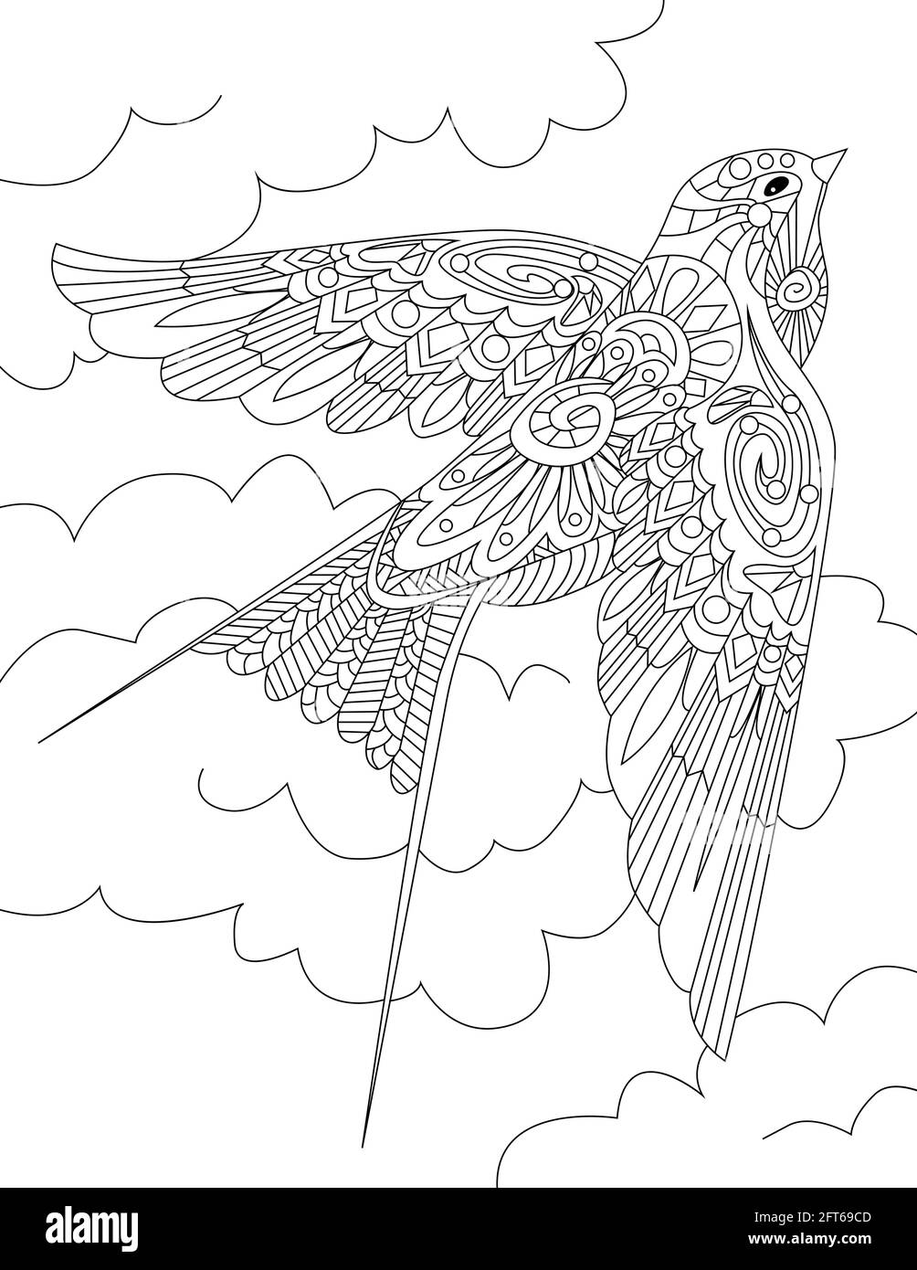 Tropical birds doodles on trees hand drawing pelican line image flamingo tree vector illustration wild life line design outline forest design stock vector image art