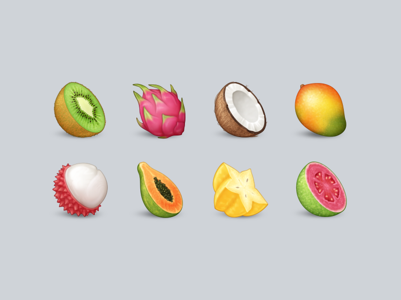 Tropical fruit emoji by luka grafera for parakeet on