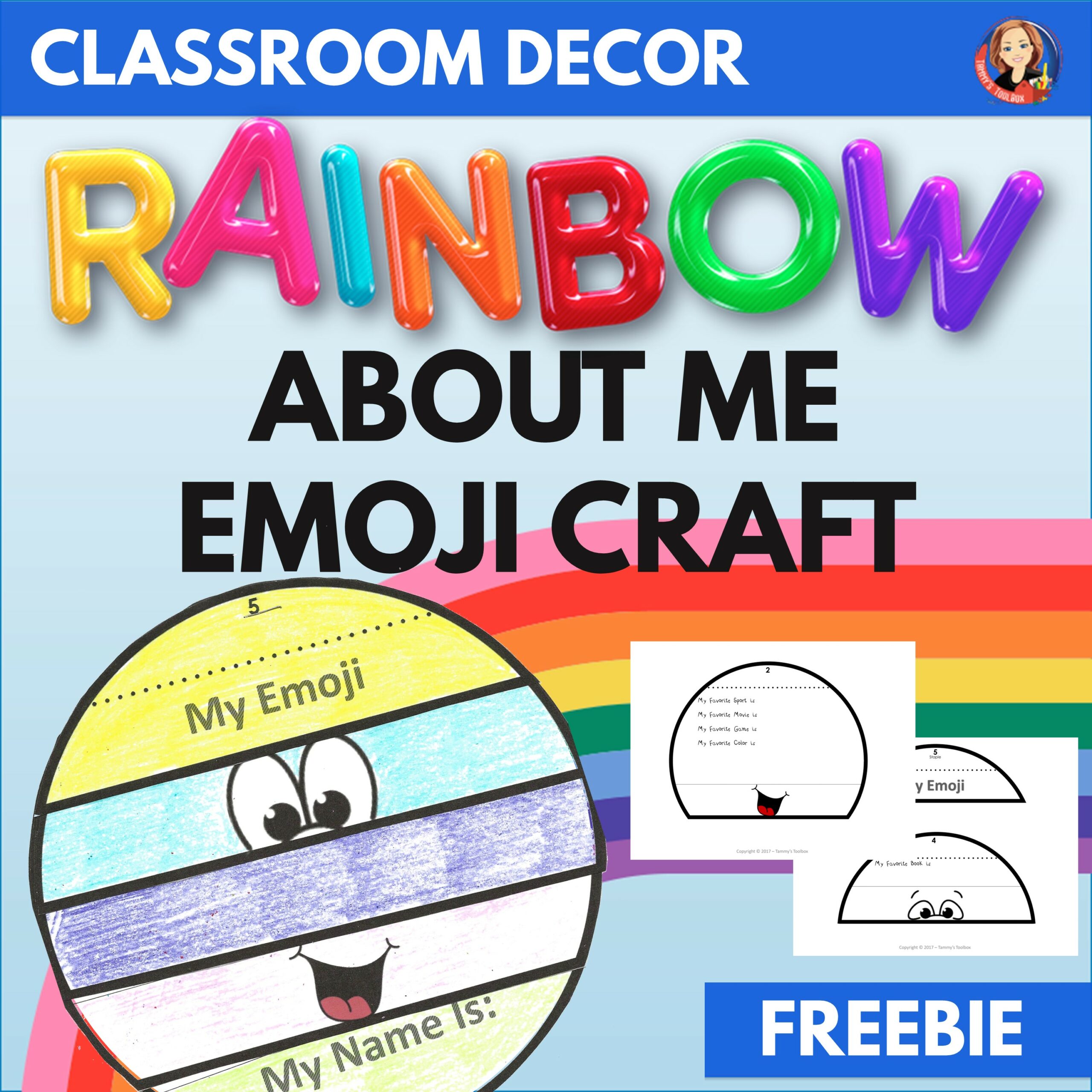 All about me back to school craft in rainbow emoji theme made by teachers