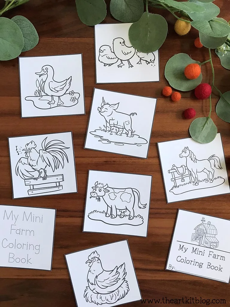 Mini farm coloring pages free printable â the art kit