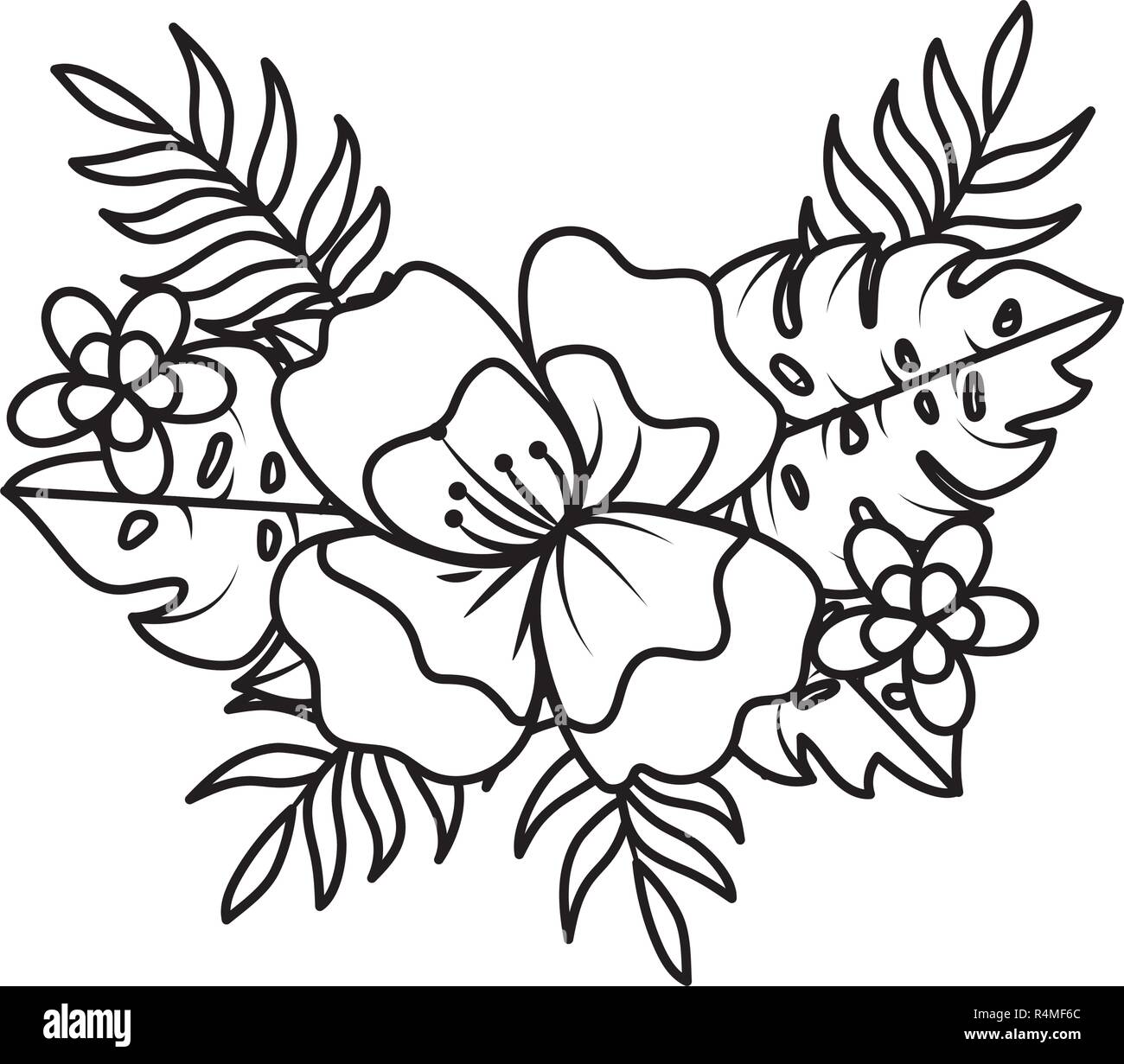 Tropical summer flower cartoon vector illustration graphic design stock vector image art