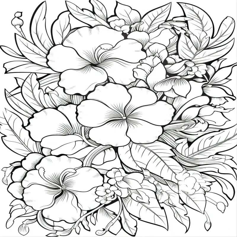 Beautiful flower theme coloring book for adult depressing