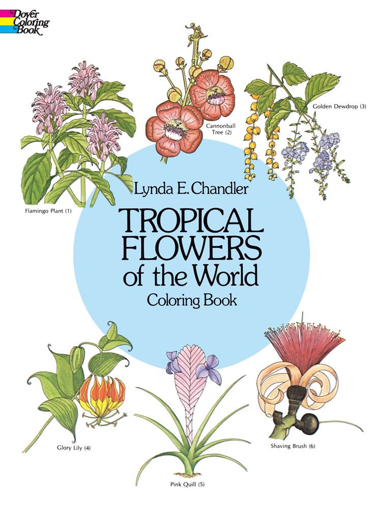 Tropical flowers of the world coloring book