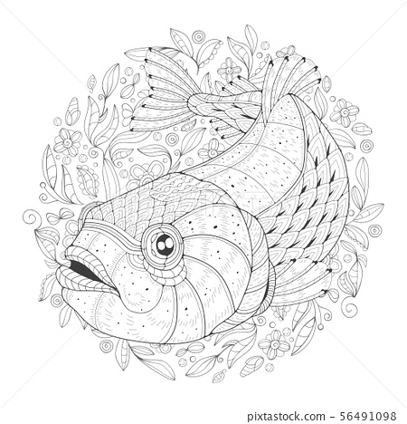 Coloring page with trout