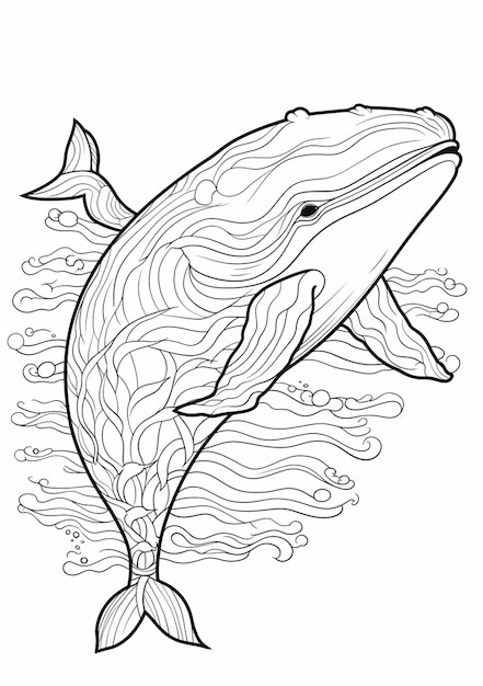 Premium ai image a whale is jumping out of the water coloring page generative ai