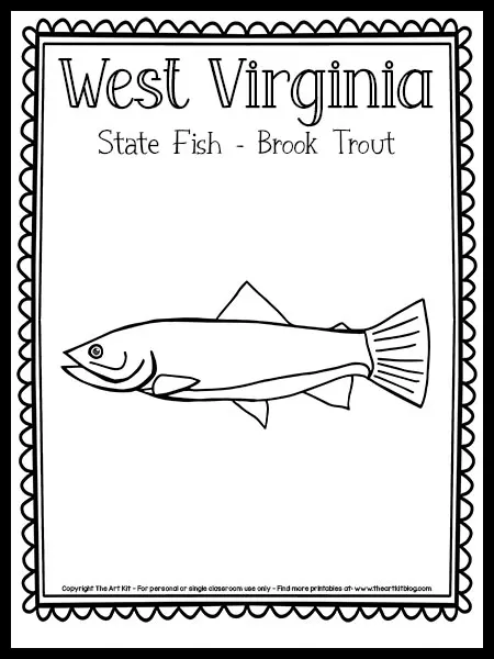 West virginia state fish coloring page brook trout free printable â the art kit