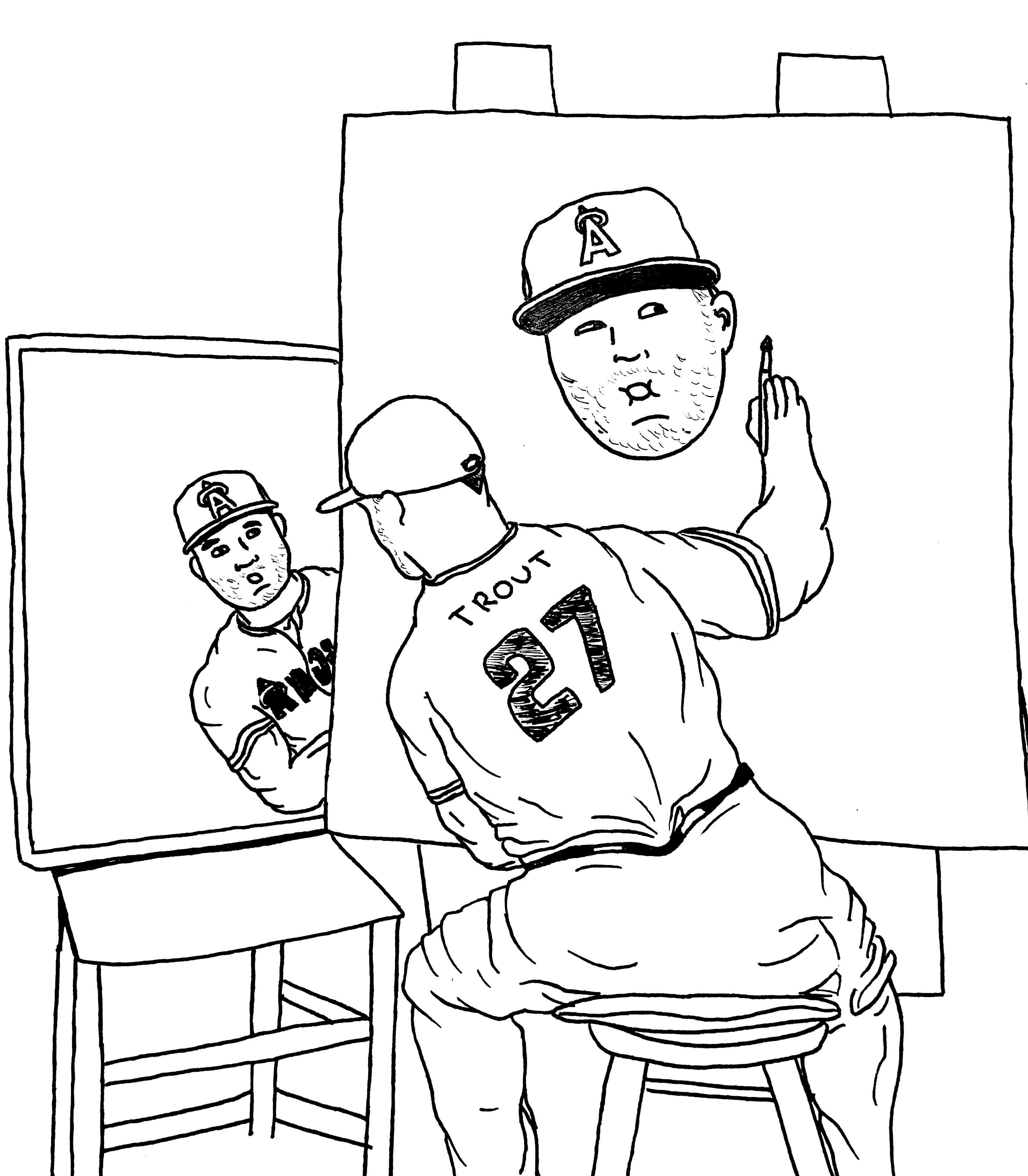 Drawing mike trout every day until the lockout is over day rbaseball