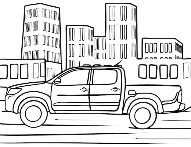 Premium vector car coloring page for kids line art vector blank printable design for children to fill in