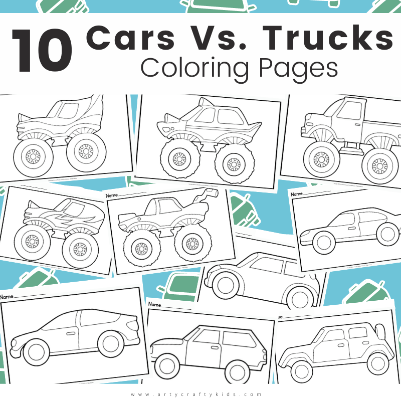 Cars vs trucks coloring pages