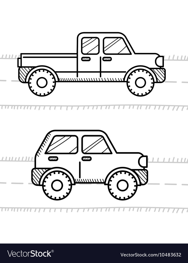 Cars coloring book for kids pickup wd royalty free vector