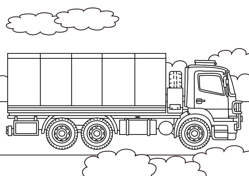 Truck and the clouds coloring page