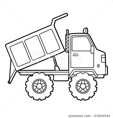 Dump truck coloring page isolated for kids