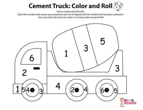 Roll and color the cement truck