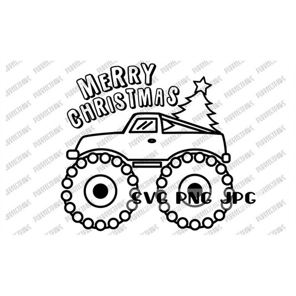 Merry christmas kids monster truck coloring svg coloring sv