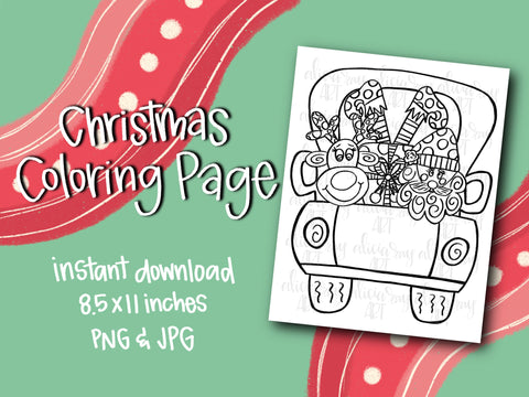 Christmas truck coloring page â alicia ray art