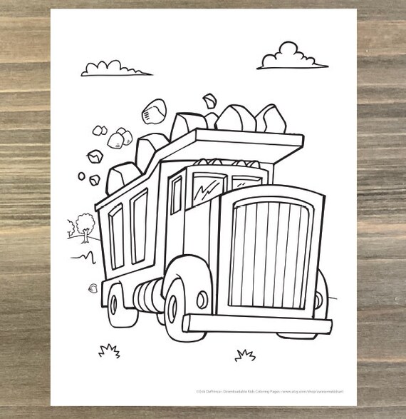 Big construction dump truck coloring page downloadable pdf file