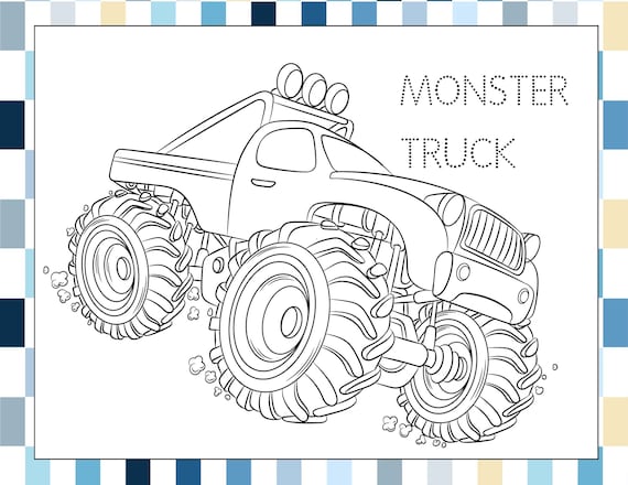 Monster trucks coloring pages for kids pdf file instant download set